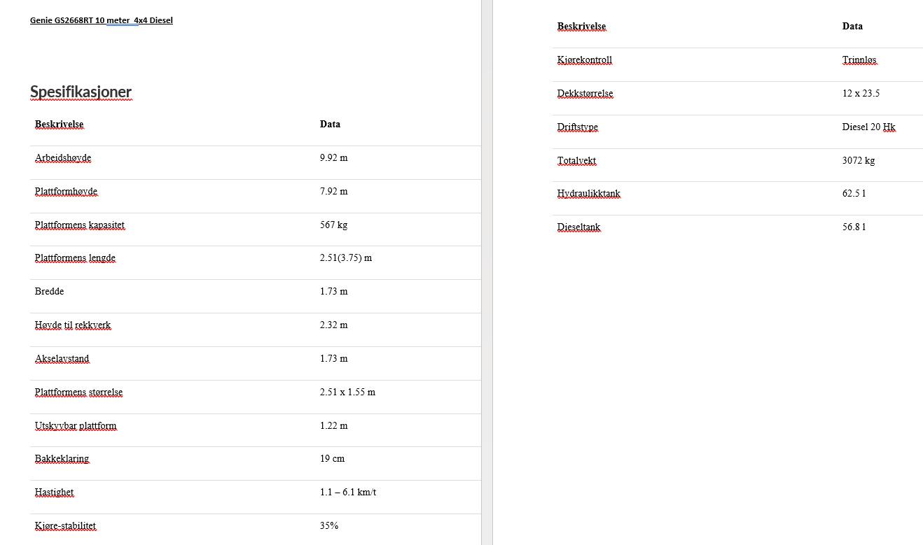 Genie GS2668RT 10 meter  4x4 Diesel